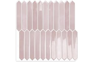 MOONFUN Pink Long Hexagon Tile Peel and Stick Backsplash, 10 Sheets Self-Adhesive Wall Tiles Stick on Back Splash for Kitchen, Bathroom, Fireplace,RV(12"×12")