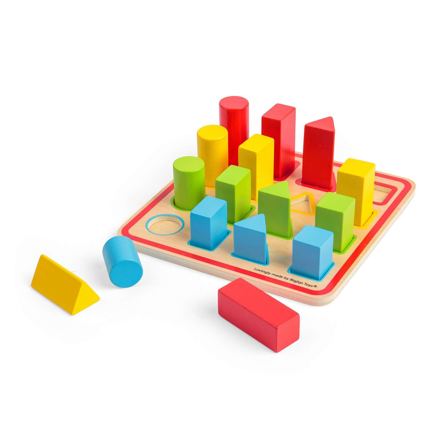 Bigjigs Toys Shape Puzzle - 17 Piece Wooden Shapes Sorter Set, Montessori Learn & Play Sets, Made From Eco Friendly Wood, Sustainable Toddler Gifts, Age 12 Months +