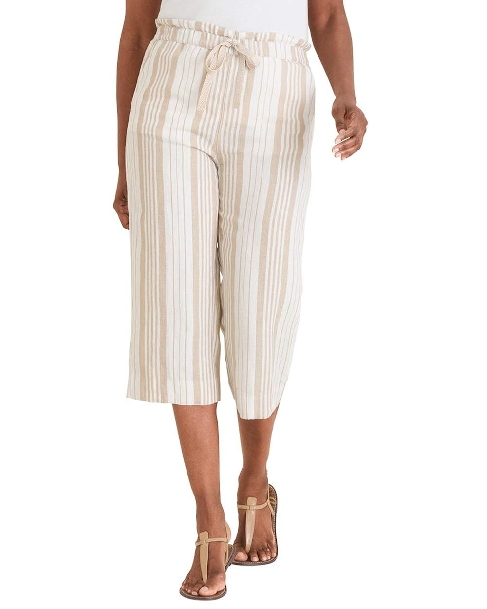 striped linen cropped pants