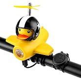 Dunkter Rubber Duck Kids Bike Horn Light, Rechargeable LED, Wired Remote | Duck bike light &amp; horn for ages 3+. 100 lumens, 3 modes, 5 horn tones, IPX4 splash-resistant. Fits kids' bikes &amp; scooters.