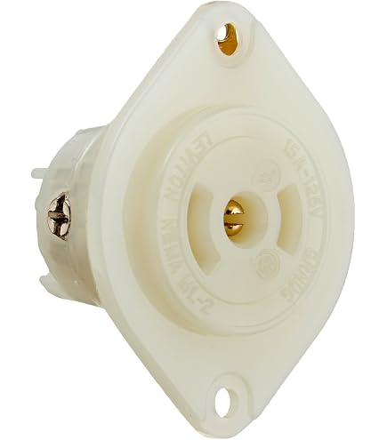 Leviton Flanged Outlet Locking Receptacle – 15 Amp, 125V, Industrial Grade, MiniLock, White, ML2-PER