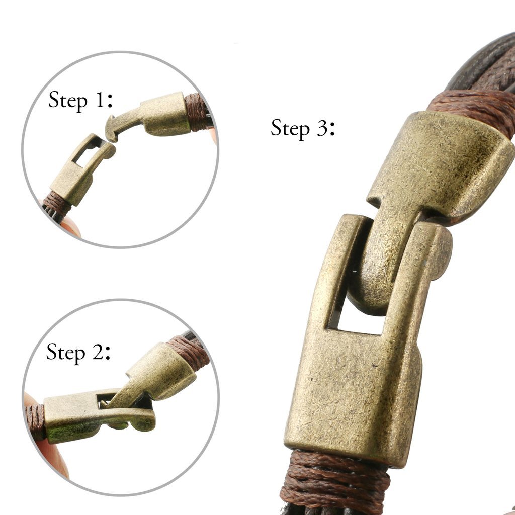 Jstyle Mens Vintage Leather Wrist Band Brown Rope Bracelet Bangle