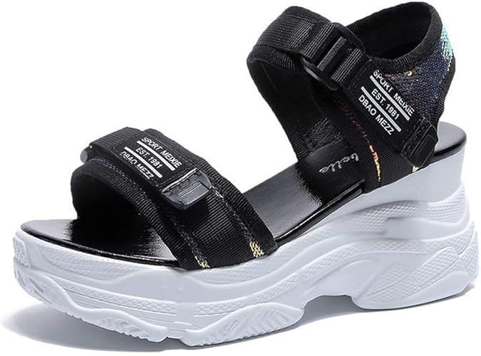 Amazon Patypeety キラキラ スポーツサンダル レディース 厚底 ウェッジソール マジックテープ レディースシューズ 軽量 夏 シューズ スポーツ アウトドア おしゃれ 歩きやすい ファッションサンダル