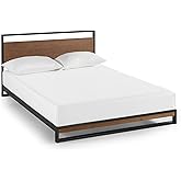 ZINUS Suzanne 37 Inch Metal and Wood Platform Bed Frame / Solid Wood & Steel Construction / No Box Spring Needed / Wood Slat Support / Easy Assembly, Chestnut Brown, Queen