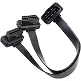 iKKEGOL Ultra Low Profile Right/Left Angle 16 Pin OBD2 OBDII Splitter Extension Cable Male to Dual Female Y Cable 30cm/12 (Ri