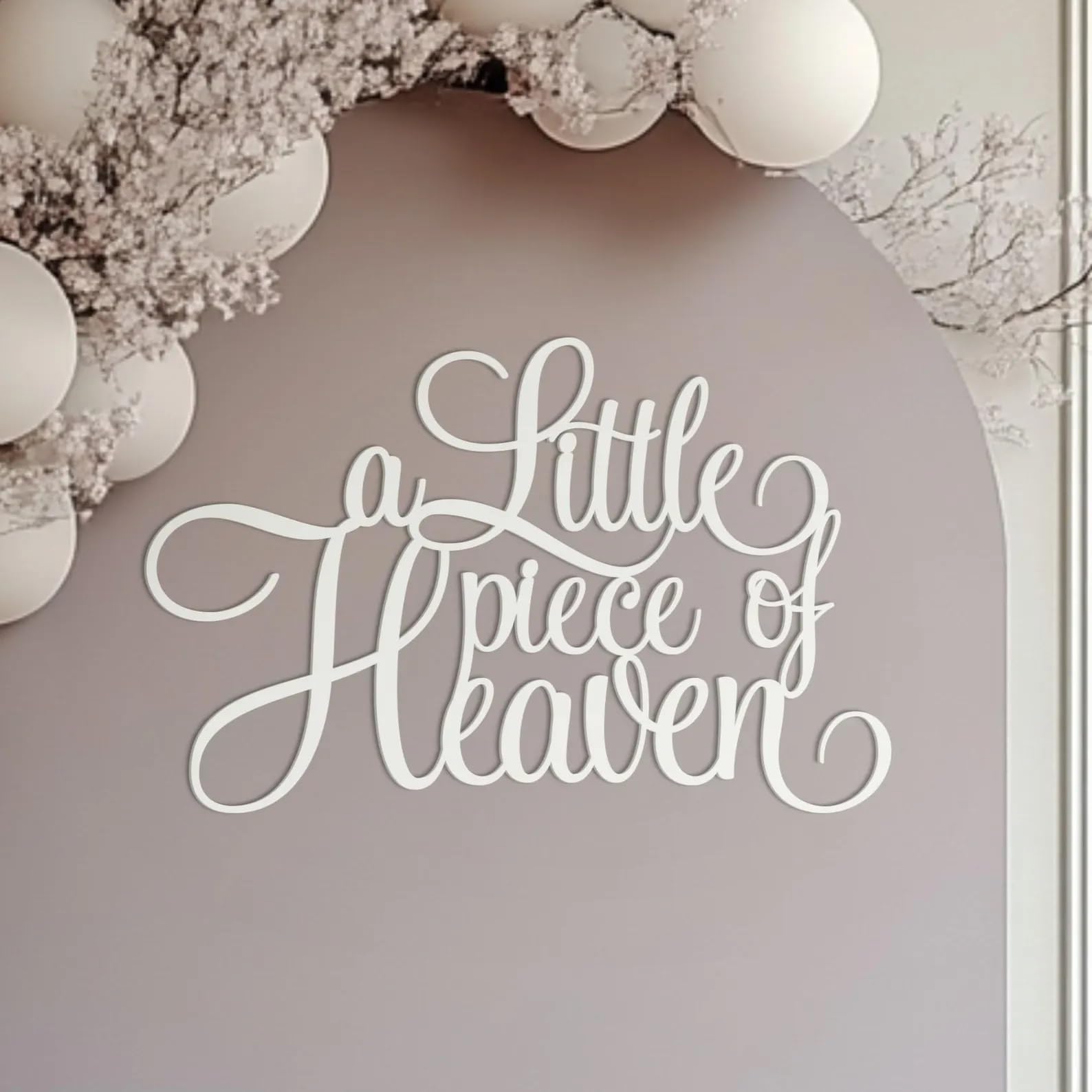 Photo 1 of A Little Piece of Heaven Sign for Backdrop,Baby Shower Backdrop Wall Decorations for Baby Shower Decoration,Baptism or Gender Reveal Party Photo Booth Decor