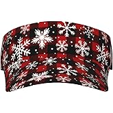 Christmas Snowflake Plaid Sport Sun Visor Hat Adjustable Empty Top Baseball Cap Visor Cap Xmas Hats for Women Men