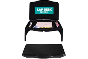 MAVO CRAFT MAVOCRAFT Foldable Kids Lap Tray with Storage - Portable Lap Desk Kids & Adults - Kids Lap Desk for Breakfast in Bed, Serving Tray, Car Desk & Gaming (Black)