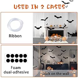 YUJUN Halloween Hanging Bats 12 Pieces 3D Realistic