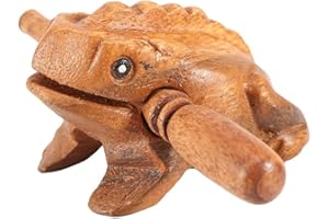 FDIT Thailand Traditional Craft Wooden Lucky Frog Interesting & Cute Craft Manual Croaking Musical Instrument Home Office Decor(5#)