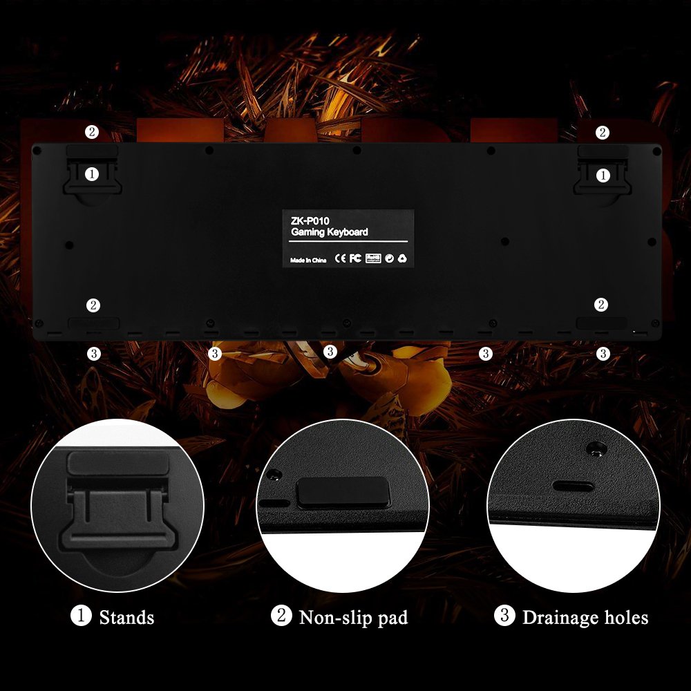 Wired Gaming Keyboard,Horsky USB Backlit LED Rainbow Light Illuminated Professional Membrane Mechanical Feeling Keyboard for PC and Mac Gamer with 104 Keys OEM Keycaps Waterproof Black