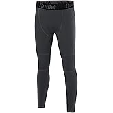 Runhit Boys Compression Leggings Fleece Lined - Youth Sports Tights Kids Thermal Base Layer Pants Cold Weather Gear