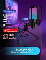 FIFINE Gaming USB Microphone RGB Condenser with Tap-to-Mute Shock Mount Pop view 7