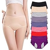 ASHPWD 8Pcs Leakproof Ladies Underwear, Leak Proof Panties for Women Over 60, Washable Incontinence Underwear Comfort