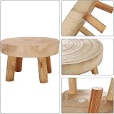 ViaForest Flower Pot Holder Solid Wood Stand Beige Indoor Outdoor Round Plant view 3