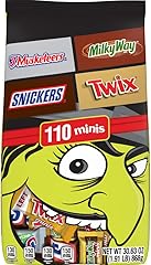 SNICKERS, TWIX, MILKY WAY, & 3 MUSKETEERS Chocolate Halloween Candy Bar Individually Wrapped Trick or Treat Assortment, 110 C