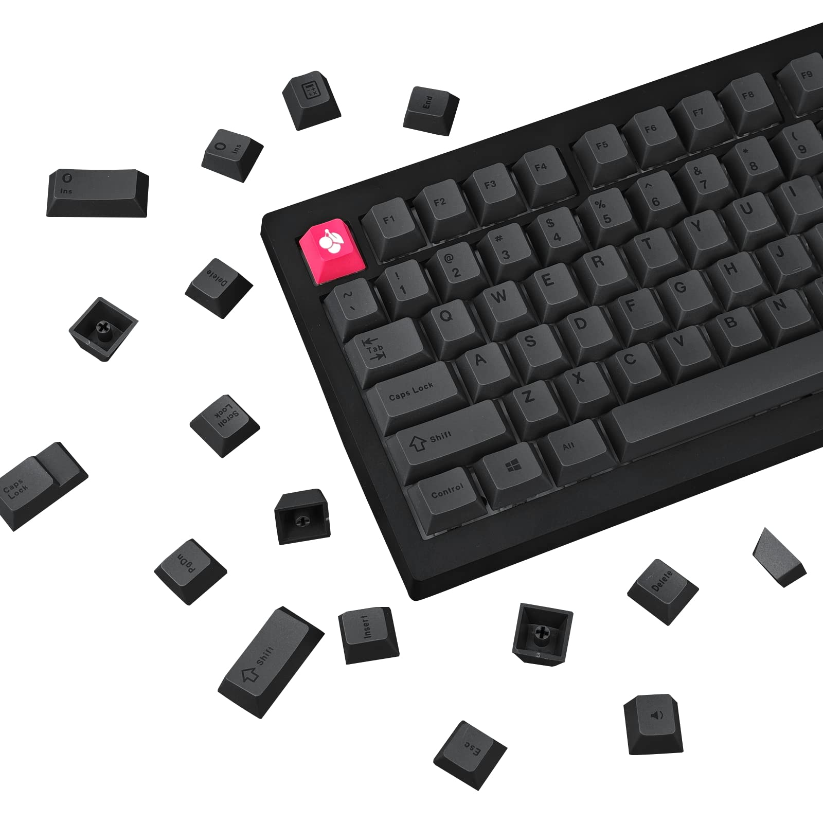 Mua 126 Keys Gray on Black Keycaps, PBT Black Keycaps, Dye-Sub Cherry ...