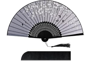 Raveahem Folding Silk Bamboo Hand Fan for men/women Chinese/Japanese Craft Handheld Fan for Gift,Dance,Festival,Club,Freaky,Event,Party,Decoration (Butterflies In Flowers-2)