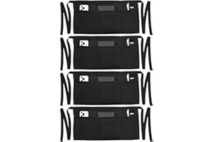 DAOLONG 4 Pack Server Apron with 3 Pockets Waist Aprons, Waterproof Short Waitress Apron for Women and Men, Black, 24 X 12 inch