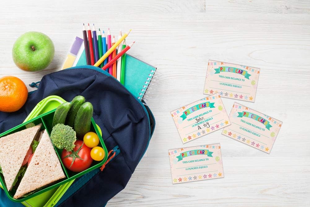 WaaHome Pack of 60 Punch Cards Incentive Reward Award Cards for School Classroom Kids Students Teachers, 2.2"x3.5" : Office Products