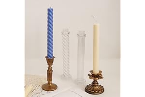 EVERELAM 2 Pack Plastic Pillar Mold Spiral Candle Mold High Transparency Shiny Mold Plastic Gear Shape Candle Mold Silicone Mold for Resin Clay Resin Making Molds Candle Making Molds Craft Supplies
