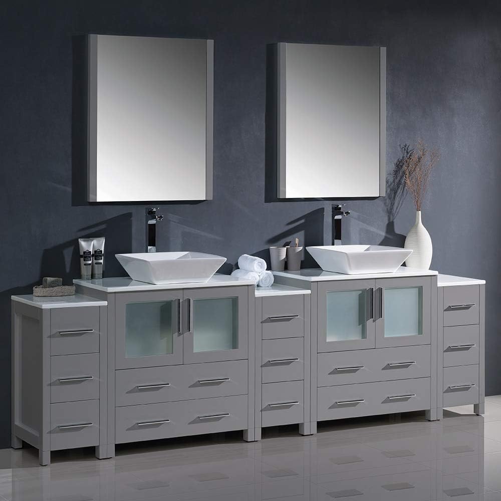 Fresca Torino 96 inch Gray Modern Double Sink Bathroom