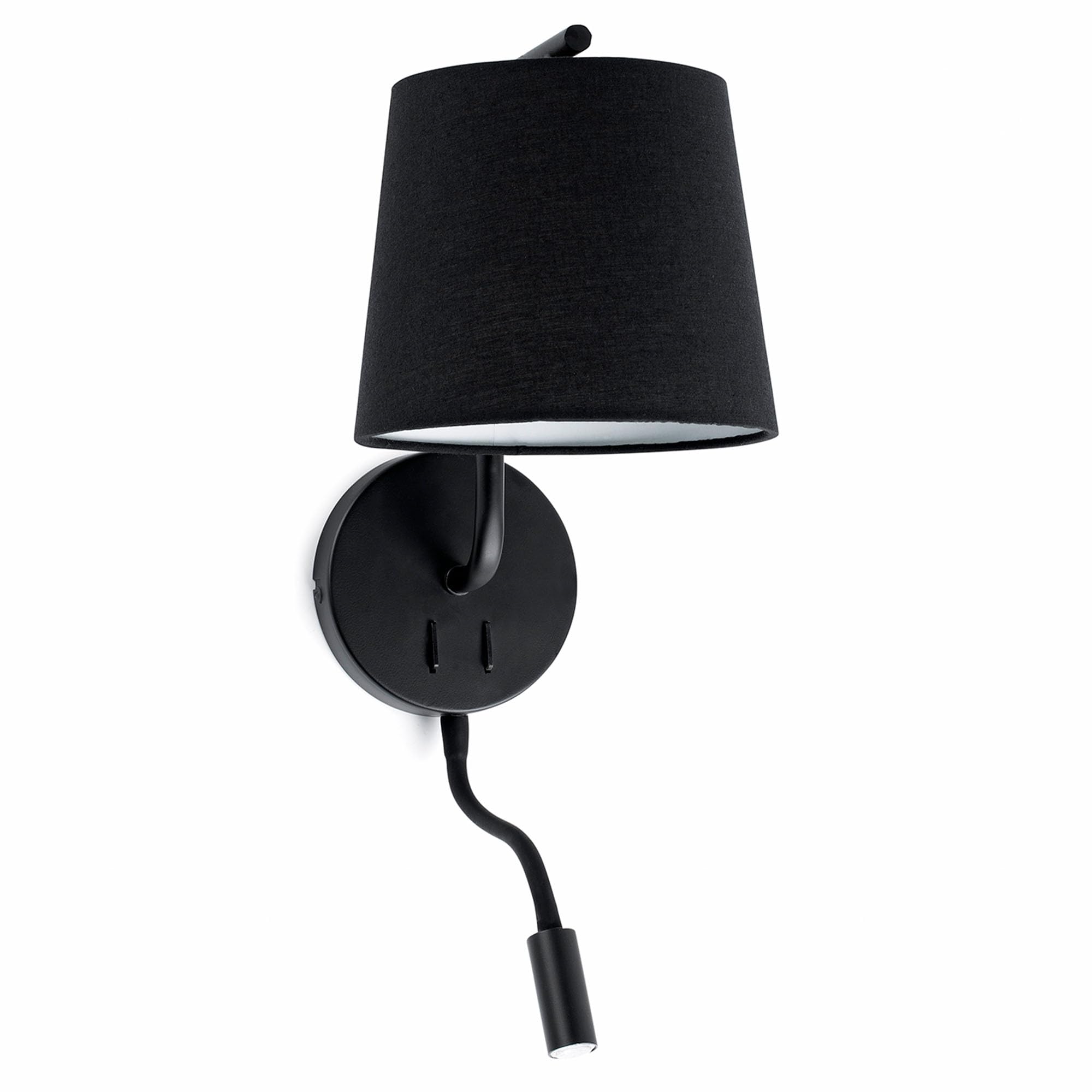 Faro Barcelona Berni 29330 Wall Light LED, 20 W ^ 3 W, Metal Body and Fabric Shade – Black