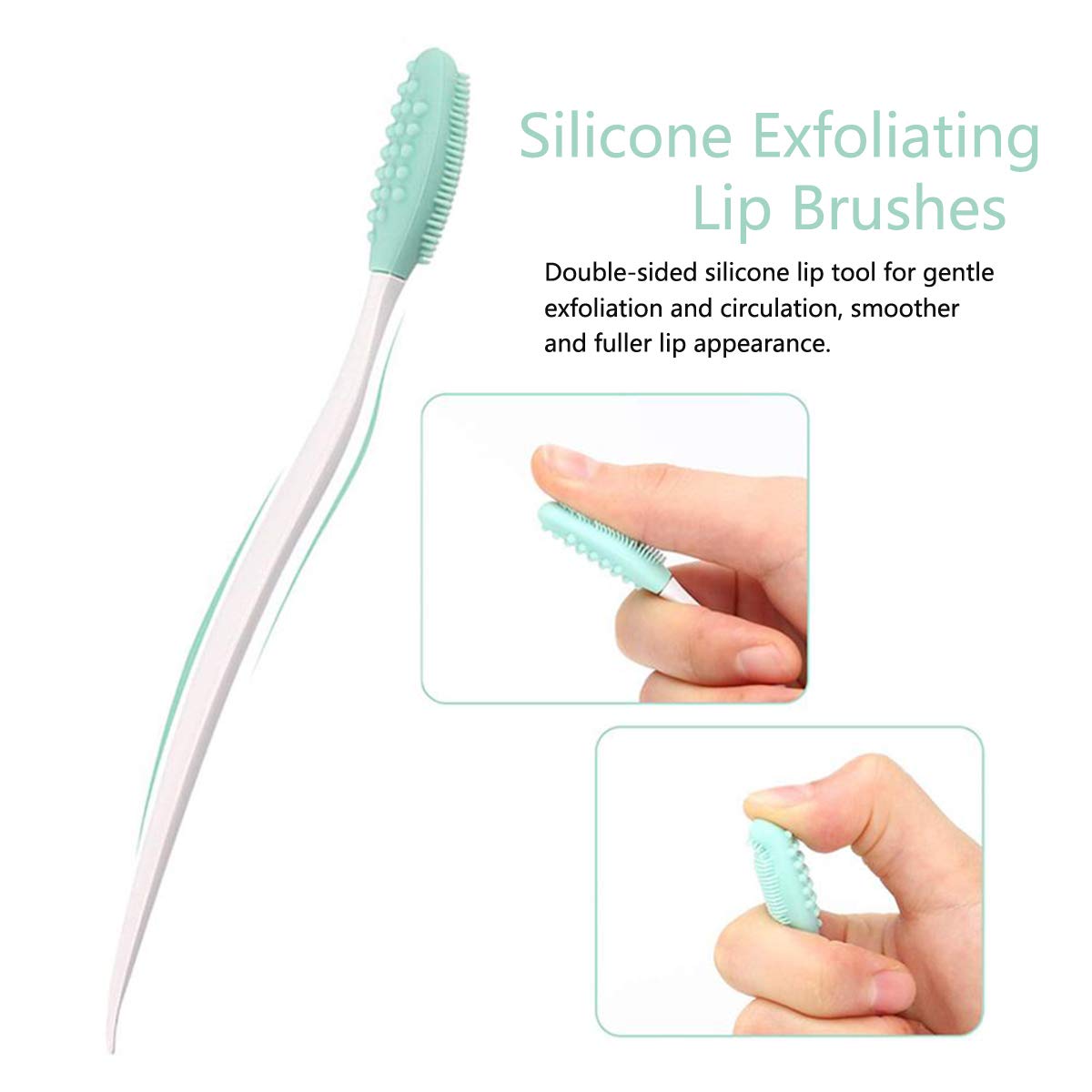 Lip Brush Set, FITDON 2pcs Retractable Lip Brush with Cap for Lipstick Gloss & 2pcs Double-Sided Silicone Exfoliating Lip Brushes: Beauty