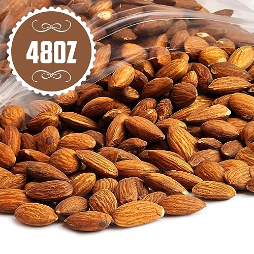 ROASTED ALMONDS UNSALTED – FRESH AND DELICIOUS GUILT FREE HEALTHY KETO SNACK WHOLE UNSALTED NUTS STEAM PASTEURIZED PACKED IN RESEALABLE BAG, LOW CALORIES, VEGAN, GLUTEN-FREE, 3LB