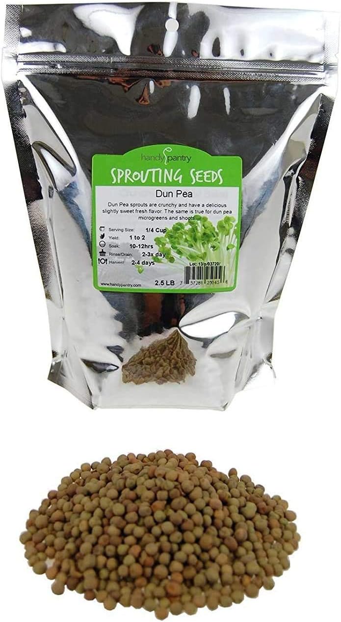 Dun Pea Sprouting Seeds - 2.5 Lbs - Dried Dun Peas - Edible Seeds, Gardening, Hydroponics, Growing Salad Sprouts & Microgreens, Planting, Food Storage, Soup & More