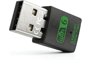 USB WiFi 6 Adapter for Laptop or PC Desktop, 900Mbps Dual Band 2.4/5GHz with BT 5.4, Windows 11/10 Driver-Free, Reconnect 7 B