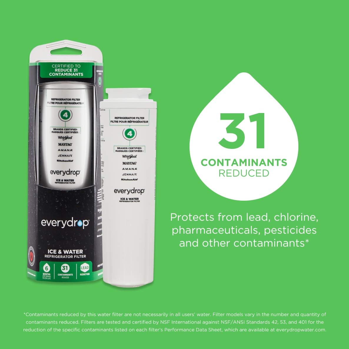 EveryDrop by Whirlpool Refrigerator Water Filter 4, EDR4RXD1 (Pack of 1): Home Improvement