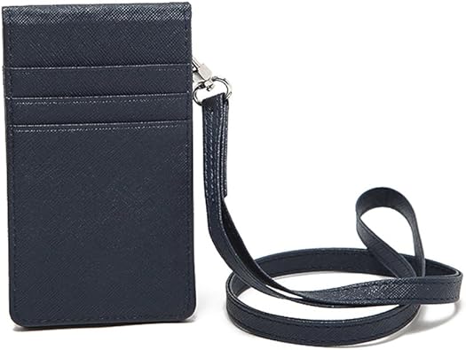 Amazon カードケース カード入れ 薄い 長財布用インナーカードケース ウォレットイン 定期入れ パスケース 社員証 ネームホルダー 二つ折り カード4枚収納 Pu カード ネイビー Ecaper 定期入れ