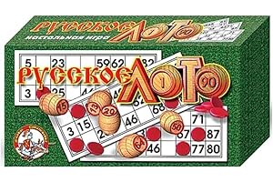 Eksmo Russian Lotto Board Games - Russian Bingo Games for Family - Tambola Kit of Wood Barrels Bingo Cards Chips - Juego De L