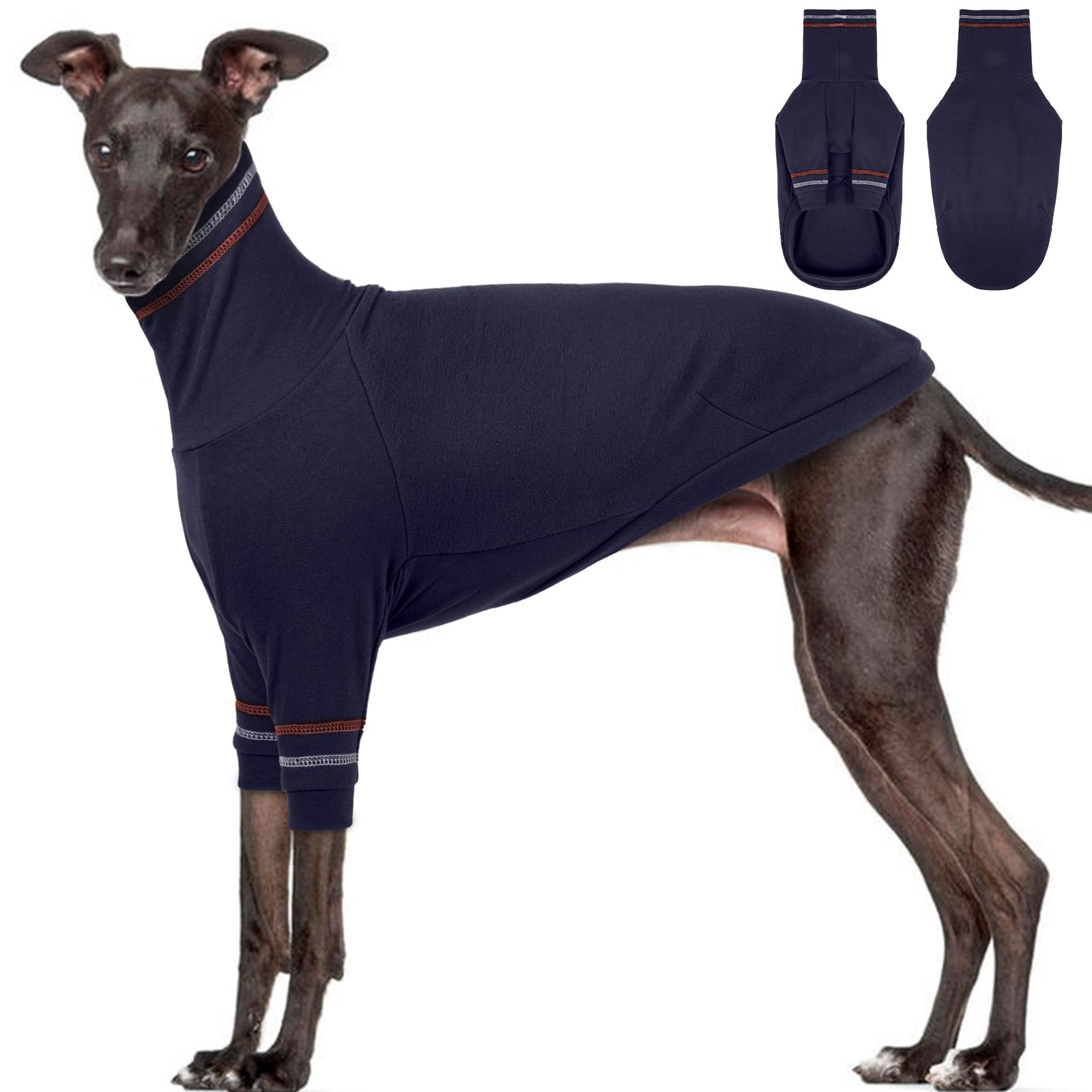 OUOBOB Greyhound Dog Sweater, Italian Greyhound Coat, Whippet Pullover Turtleneck Stretchy Knit Sweatshirt, Thermal Clothes Pajamas Sighthounds Jumpsuit for Cold Weather XXXL