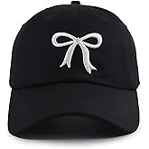 Tohheasp Cute Bow Hats for Women, Adjustable 3D Embroidered Bow-Tie Baseball Cap