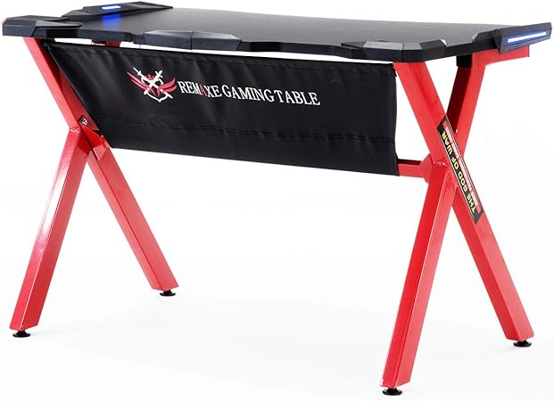 Großer Computer-Schreibtisch-Spieltisch mit LED-Lichtern X-Form