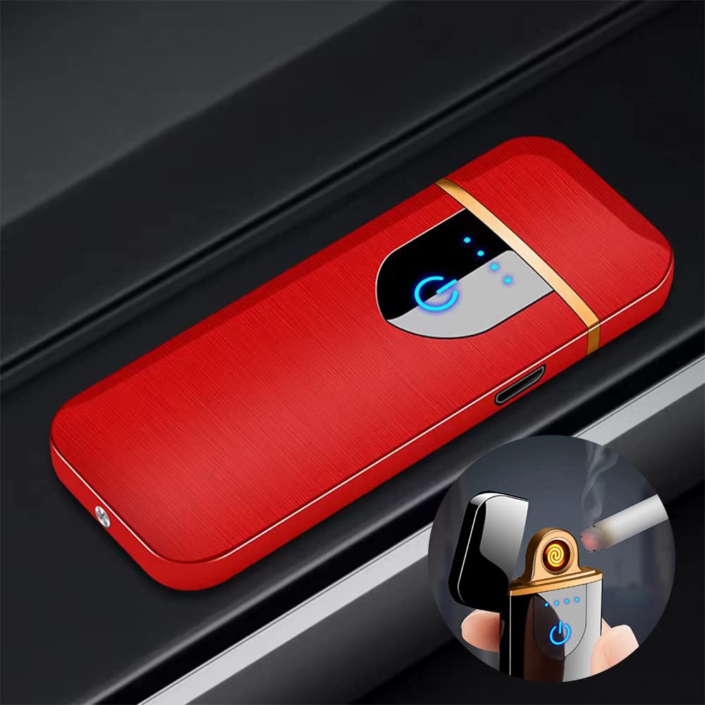 Deluisho Electronic Arc Lighter - USB Charging, Windproof, Durable Touch, Pocket Cigarette (Red)