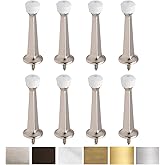 Premium Heavy Duty Door Stoppers for Bottom of Door, Solid Metal Baseboard Mounted Door Stop, Screw-in Baseboard Door Stops for Wall Protection 3" (Satin Nickel, 8 Pack)