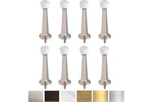 LITEPAK Liberty Premium Door Stoppers Metal Solid Rigid Door Stop Brushed 3" (Satin Nickel, 8 Pack)