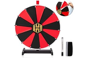 Hooomyai 24 Inch Tabletop Spinning Wheel 14 Slots, Insertable Prize Wheel Spin Wheel Spinner Wheel with Dry Erase Markers & Eraser, Fortune Spin Games for Carnival Trade Show Party