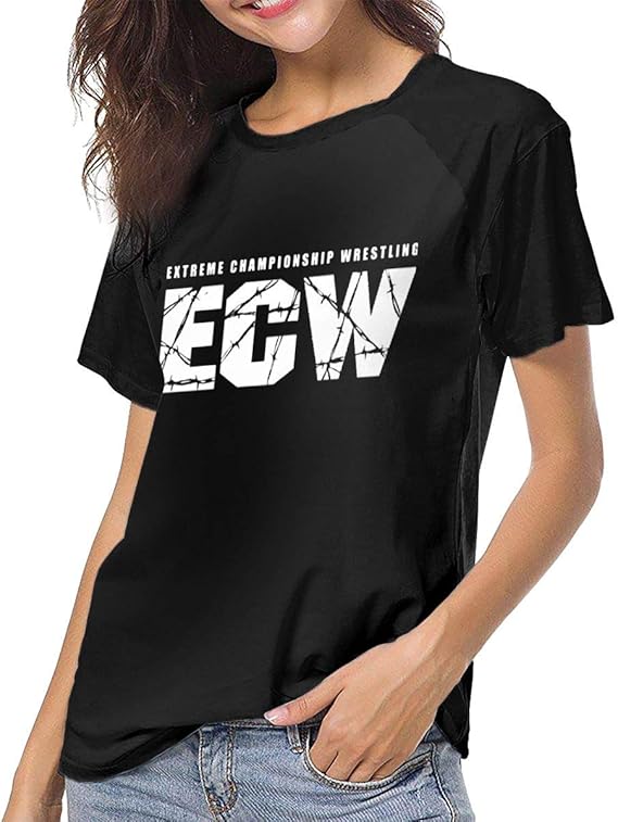 Amazon Co Jp Ecw プロレス エクストリーム Tシャツ レディース ユニーク 半袖 ベースボールポロシャツ プリントティーシャツ 丸首 ショートスリーブ 夏季対応トップス ファッション 通気性 カジュアル 通学 通勤 服 ファッション小物