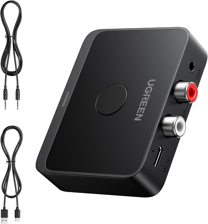 UGREEN Bluetooth 6.0 Receiver LDAC Hi-Res Audio 15H Dual Pairing 3.5mm RCA