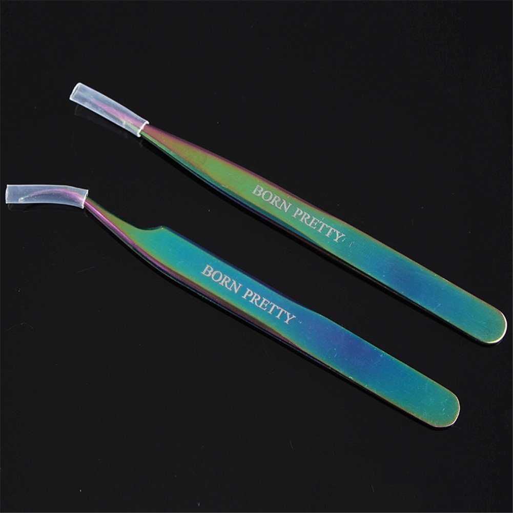 Bingua Com Born Pretty Tweezers Straight Curved Rainbow