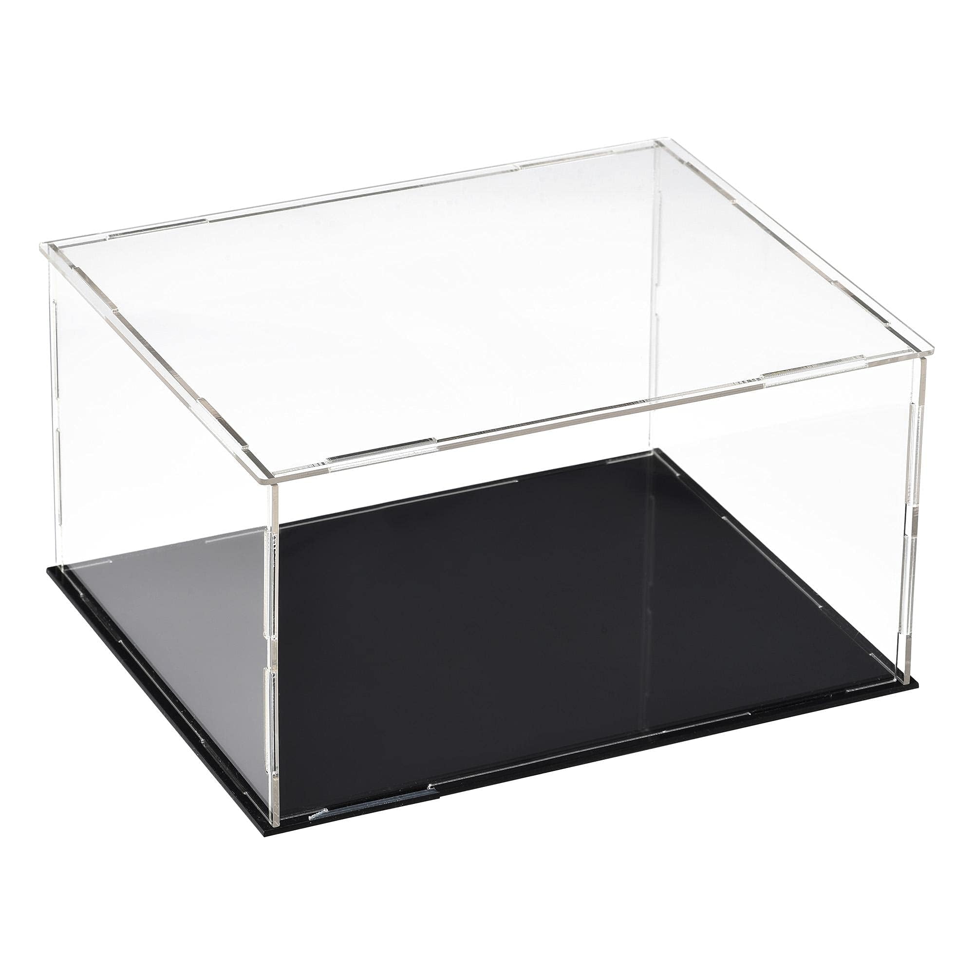 TA-VIGOR Acrylic Clear Display Case, 20 x 15 x 10cm Assemble Countertop Box Cube Organizer Stand Dustproof Protection Showcase with Black Base for Action Figures Toys Collectibles Home Storage — image 1
