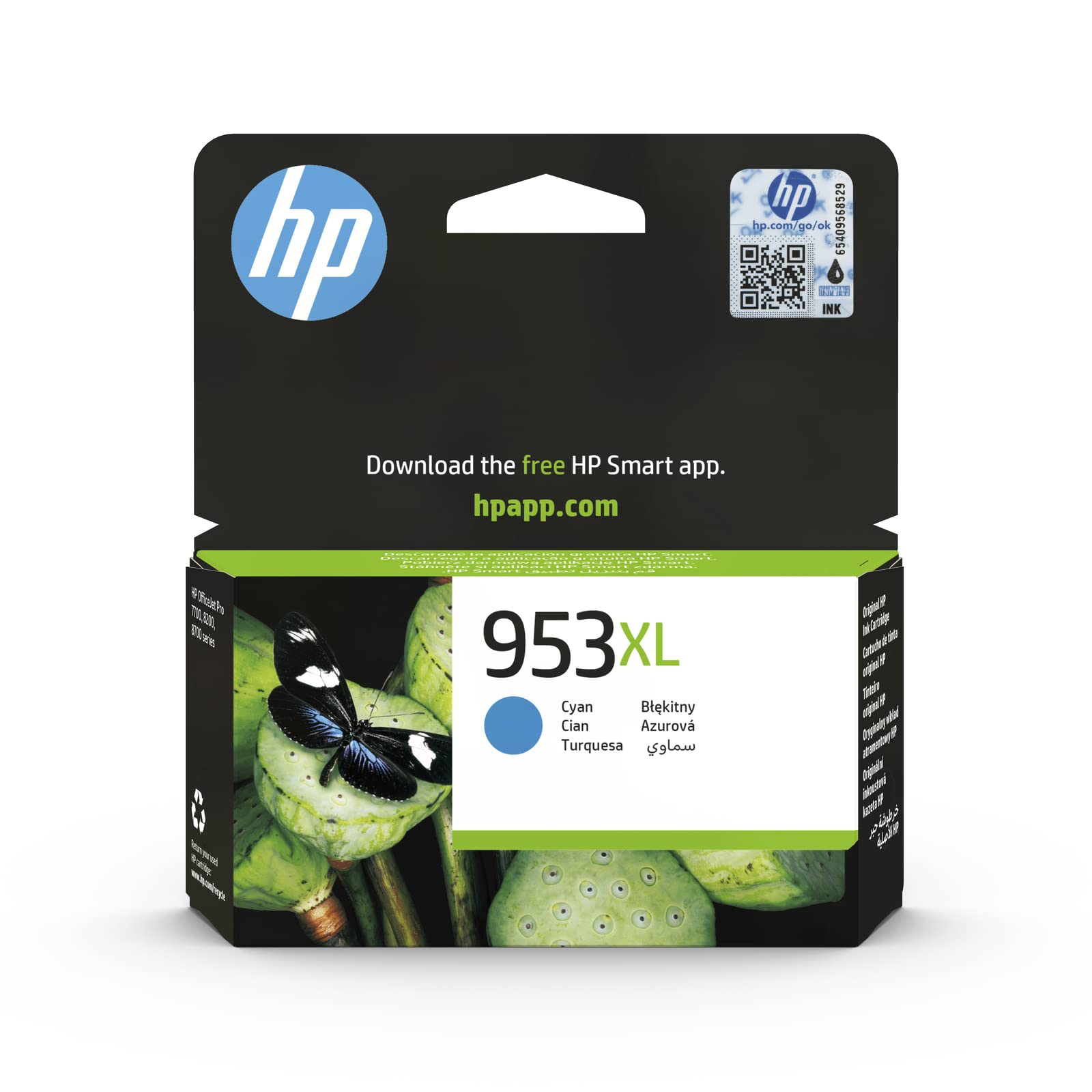 HP F6U16AE 953XL High Yield Original Ink Cartridge, Cyan, Single Pack