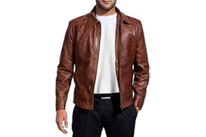 DESIRED JACKETS Mens Leather Jacket - Real Lambskin Classic Vintage Style Leather Jackets For Men Brown Leather Jacket for Mens