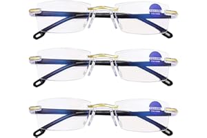 3Pcs Presbyopia Glasses Multifocus Magnifying Glass for Seniors, Anti-Blue Light Reading Eyeglasses, Focus Protection Glasses