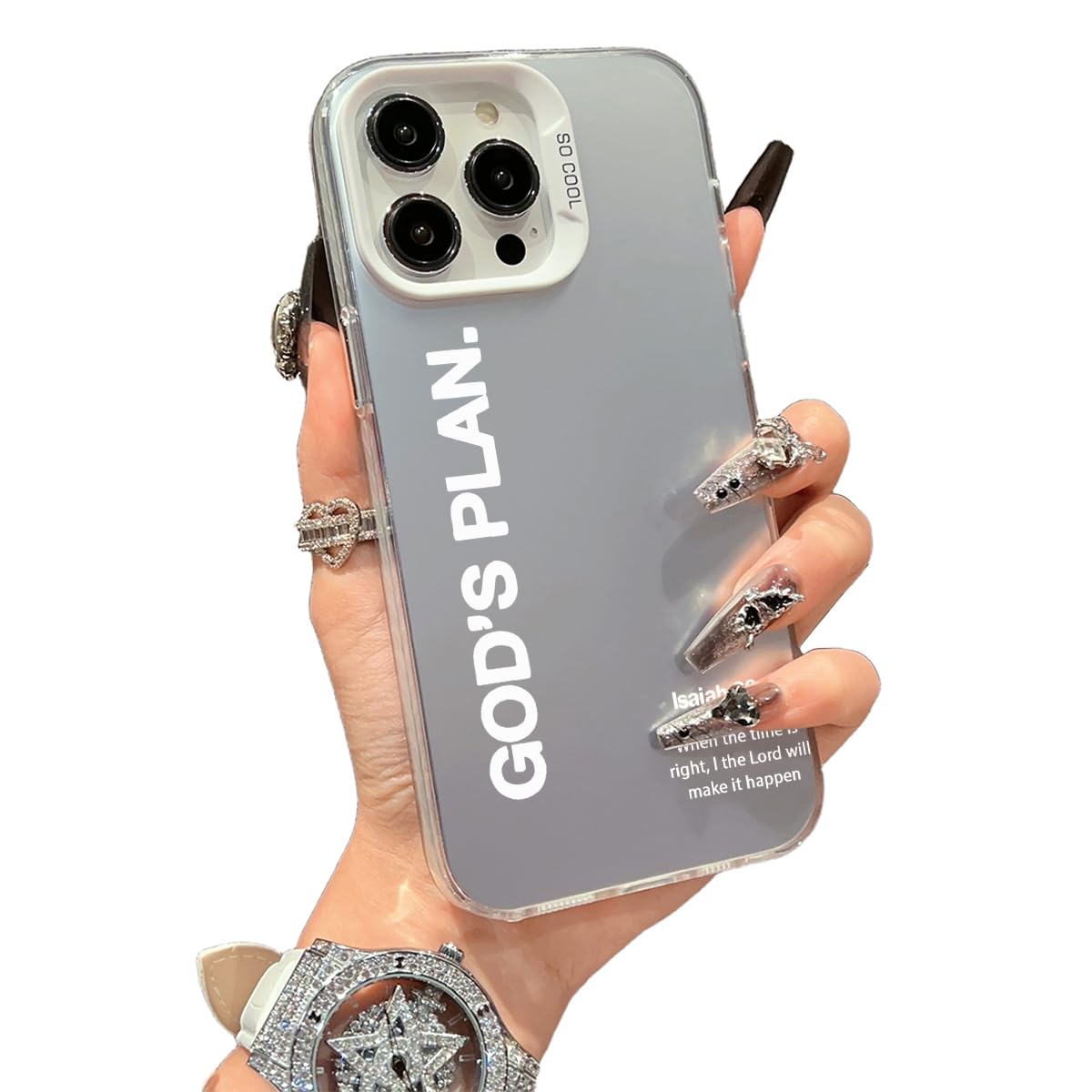 Compatible with iPhone 13/14 Case, God's Plan Christian Faith Bible Verses Pattern, Soft TPU Slim Trendy Aesthetic Shockproof Scratch-Resistant Phone Case for Women Girls Men-White
