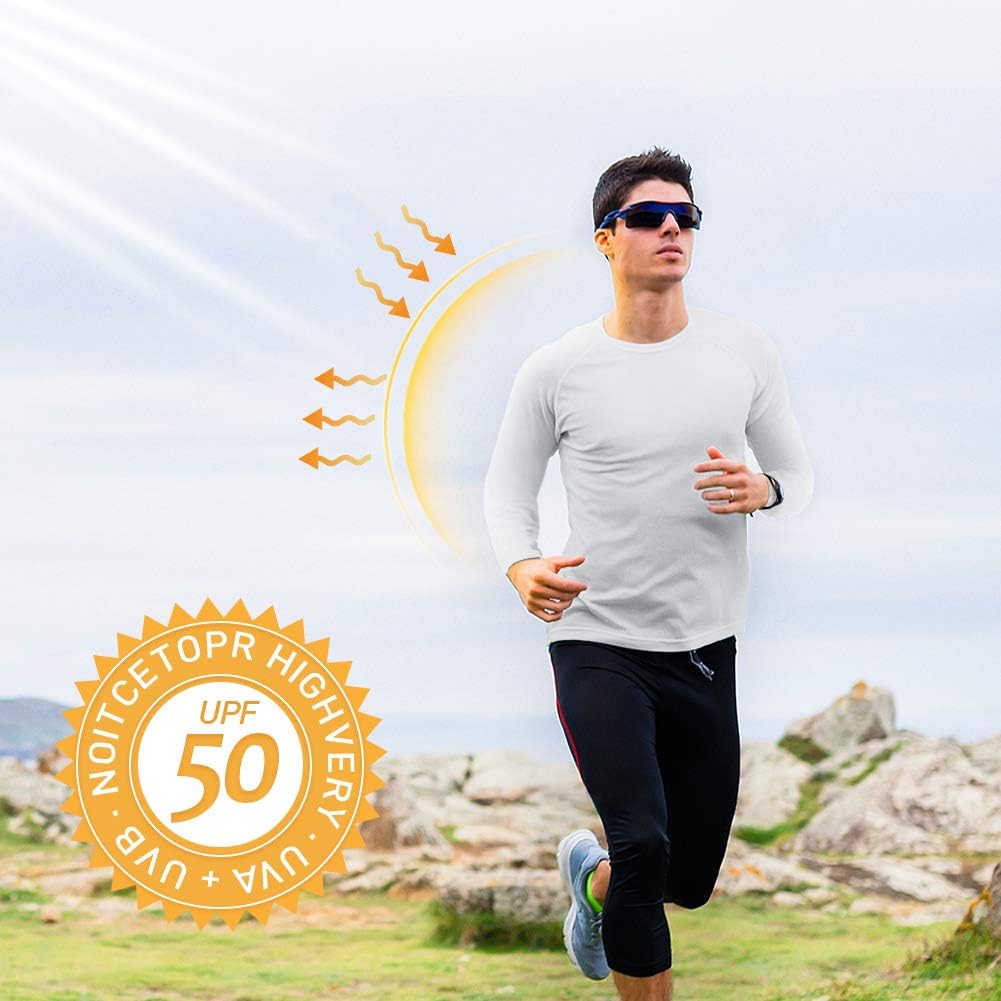 Sun Shirts for Men Long Sleeve UV Protection Fishing Shirts T-Shirt Outdoor Hiking UPF 50+ Neck Masks: Clothing